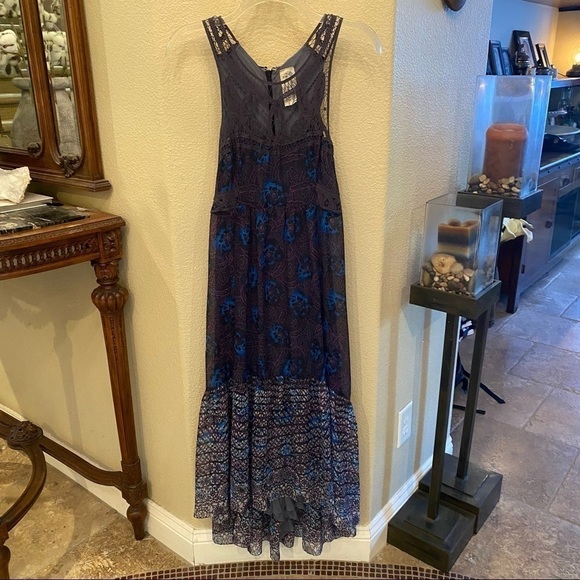 FREE PEOPLE Urban Outfitters Women Floral High-Low Boho Summer Maxi Dress Size 2 - Picture 1 of 12